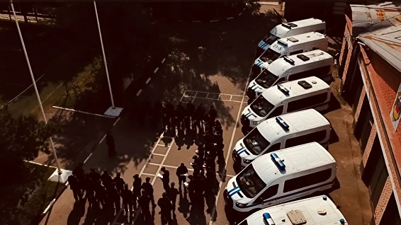 Построение сотрудников 1 специального полка полиции